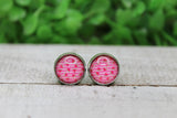 Watermelon Wedges on Stripes Glass Stud Earrings Aaria Tees