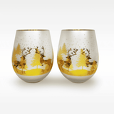 Gold & Silver Deer Stemless Wine Glasses Aaria Tees