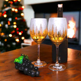 Gold Pine Tree Wine Glasses Aaria Tees