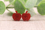 Red Glitter Apple || 12mm Stud Earrings Aaria Tees