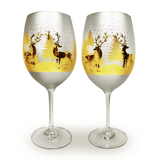Gold & Silver Deer Wine Glasses Aaria Tees