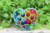 Tie Dye Paw Print Heart Badge Reel Aaria Tees