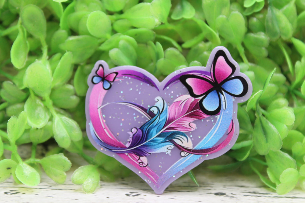 Suicide Awareness Heart Butterfly Badge Reel