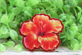 Orange Hibiscus Flower Badge Reel Aaria Tees