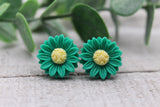 Green Daisy Stud Earrings Aaria Tees