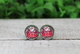 Baseball Mom Lightning Bolt on Leopard Stud Earrings Aaria Tees