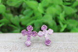 Purple Glitter Cross || 12mm Stud Earrings || Hypoallergenic Aaria Tees