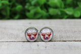 Stained Glass Highland Cow 12mm Glass Stud Earrings Aaria Tees