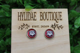 Bulldogs on Red 12mm Glass Stud Earrings Aaria Tees