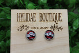 Bulldogs on Stripes 12mm Glass Stud Earrings Aaria Tees