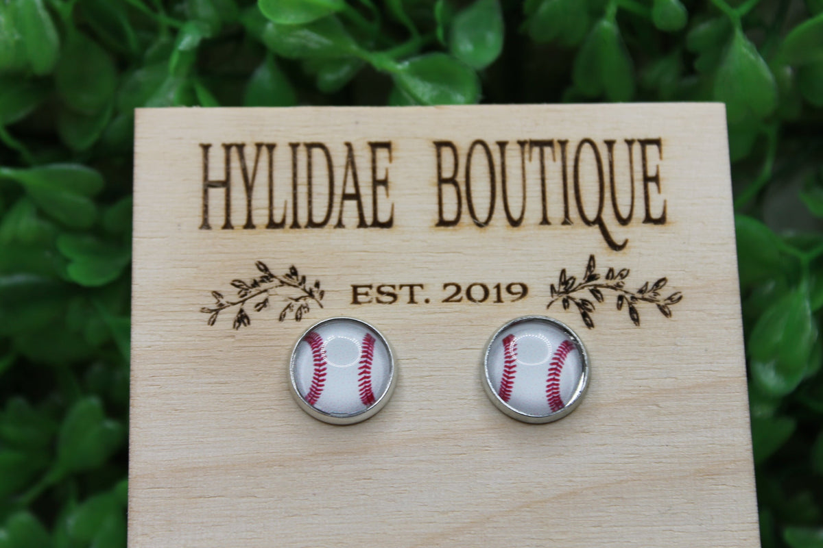 Baseball Glass Stud Earrings