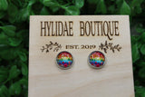 Be Kind on Floral and Rainbow 12mm Glass Stud Earrings Aaria Tees