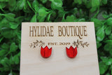 Red Shimmer Tulip • Stud Earrings Aaria Tees