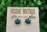 Green Leaf Stud Earrings Aaria Tees