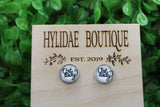 Cat Lady 12mm Glass Stud Earrings || Hypoallergenic Aaria Tees