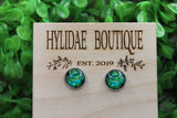 Stained Glass Sea Turtle 12mm Glass Stud Earrings || Hypoallergenic Aaria Tees