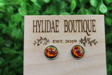 Sunflower & Bee 12mm Glass Stud Earrings || Hypoallergenic Aaria Tees