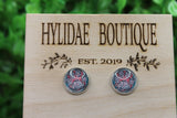 Fur Mama Paw Print 12mm Glass Stud Earrings || Hypoallergenic Aaria Tees