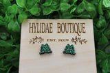 Green Leopard Frog Stud Earrings Aaria Tees