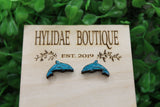 Dolphins Wood Stud Earrings Aaria Tees