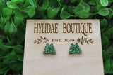 Green Glitter Frogs Stud Earrings Aaria Tees