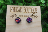 Rainbow Petal Dome Stud Earrings Aaria Tees