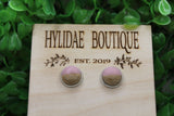 Pink and Faux Wood Dome Stud Earrings Aaria Tees