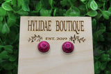 Dark Pink Faux Marble Dome Stud Earrings Aaria Tees