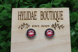 AR Razorbacks Red Circle Glass Stud Earrings Aaria Tees
