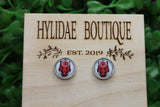 AR Razorbacks Red Pig Glass Stud Earrings Aaria Tees