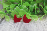 Red Shimmer Chickens Stud Earrings Aaria Tees