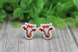 Cows with Red Headbands Stud Earrings Aaria Tees