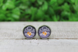Football Mom on Black 12mm Glass Stud Earrings Aaria Tees