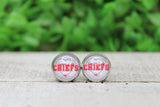 KC Chiefs Heart & Arrow 12mm Glass Stud Earrings Aaria Tees
