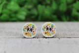 Floral Boston Terrier Stud Earrings Aaria Tees