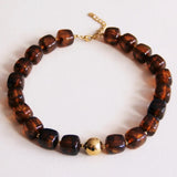 Pebbles Brown Beaded Necklace Aaria Tees