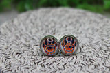 Chicago Bears Paw Print 12mm Glass Stud Earrings Aaria Tees