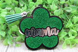 MAMA Green Glitter Flower • Keychain Aaria Tees