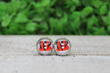 Bengal's B Football 12mm Glass Stud Earrings Aaria Tees