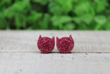 Pink Glitter Cat Face • Stud Earrings Aaria Tees