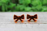 Orange Mirrored Bows Stud Earrings Aaria Tees