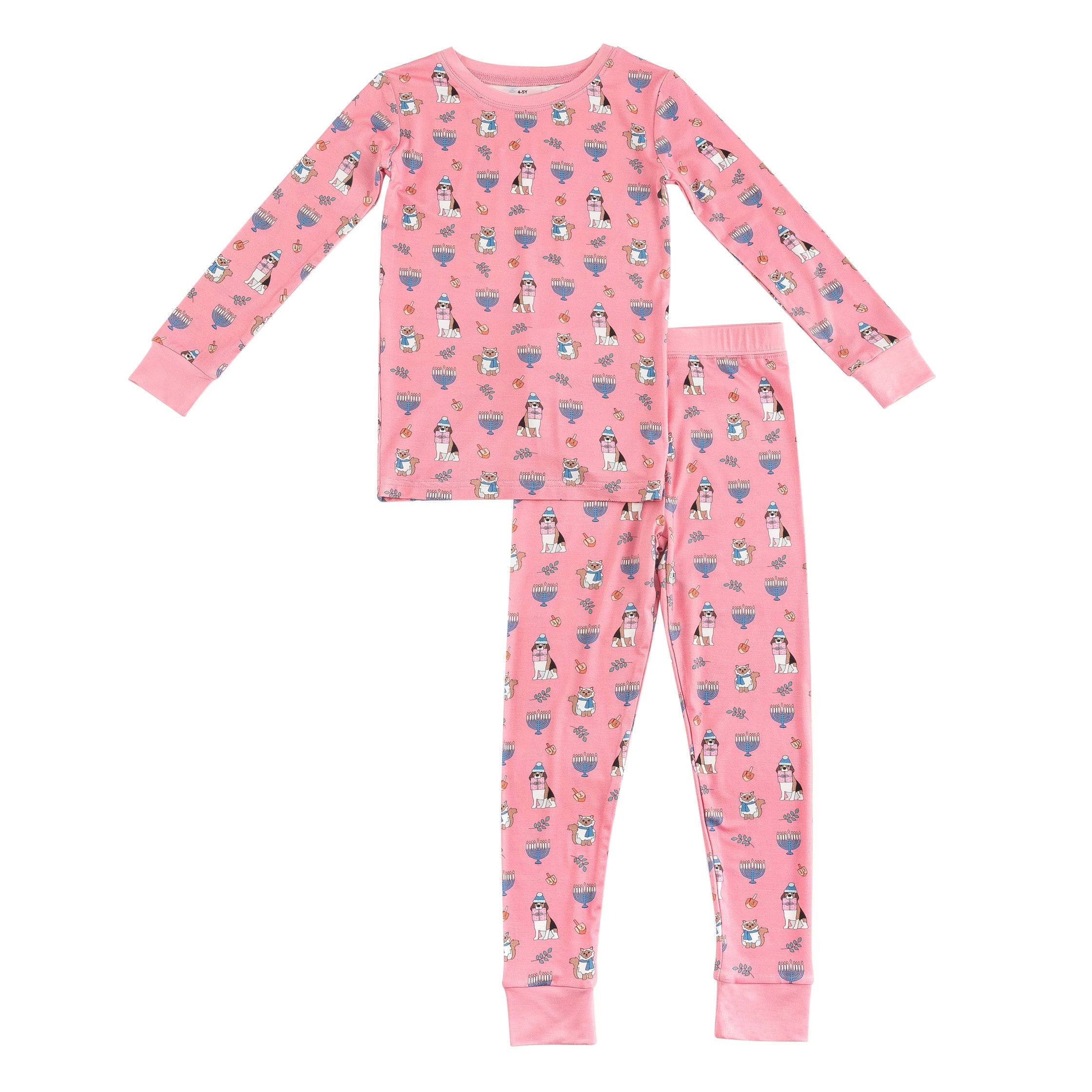 Hanukkah Pets (Women's Long Sleeve PJ) - Pink - Aaria Tees Aaria Tees