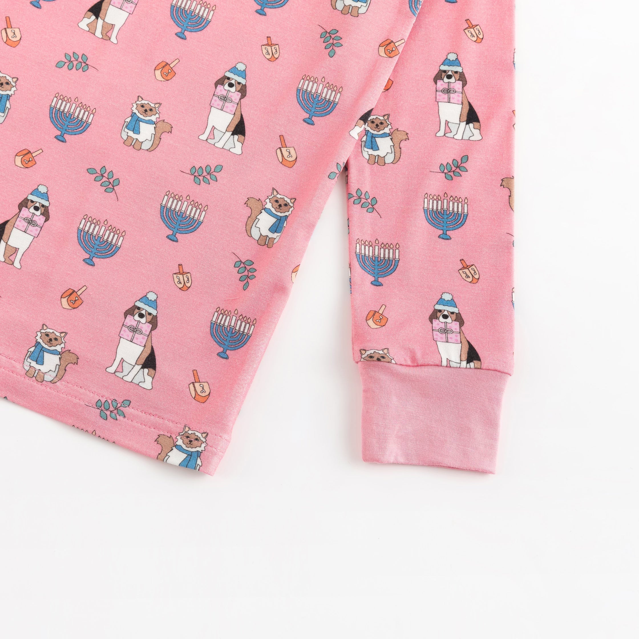 Hanukkah Pets (Long Sleeve PJ) - Pink - Aaria Tees Aaria Tees