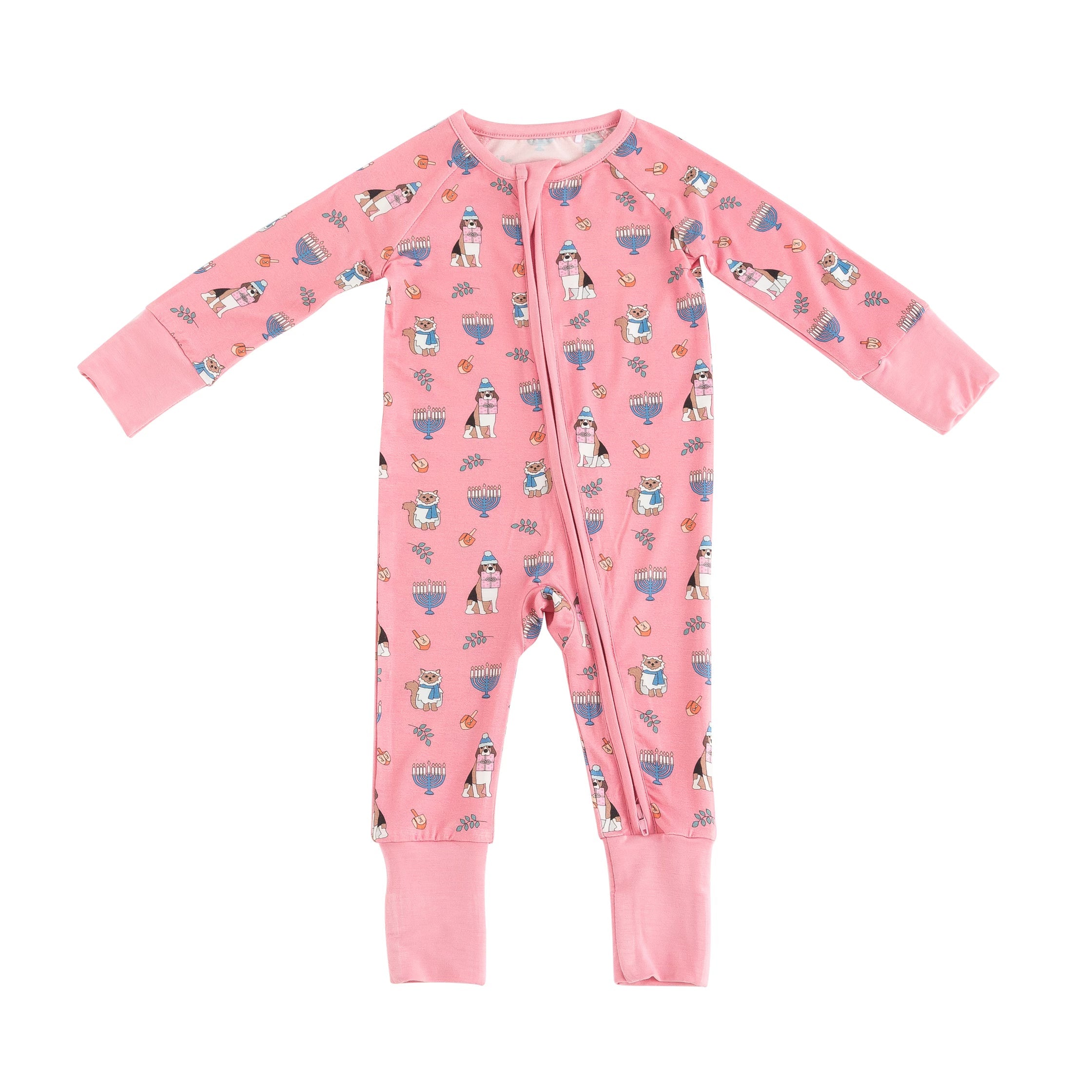Hanukkah Pets (Convertible Zip Footies) - Pink - Aaria Tees Aaria Tees