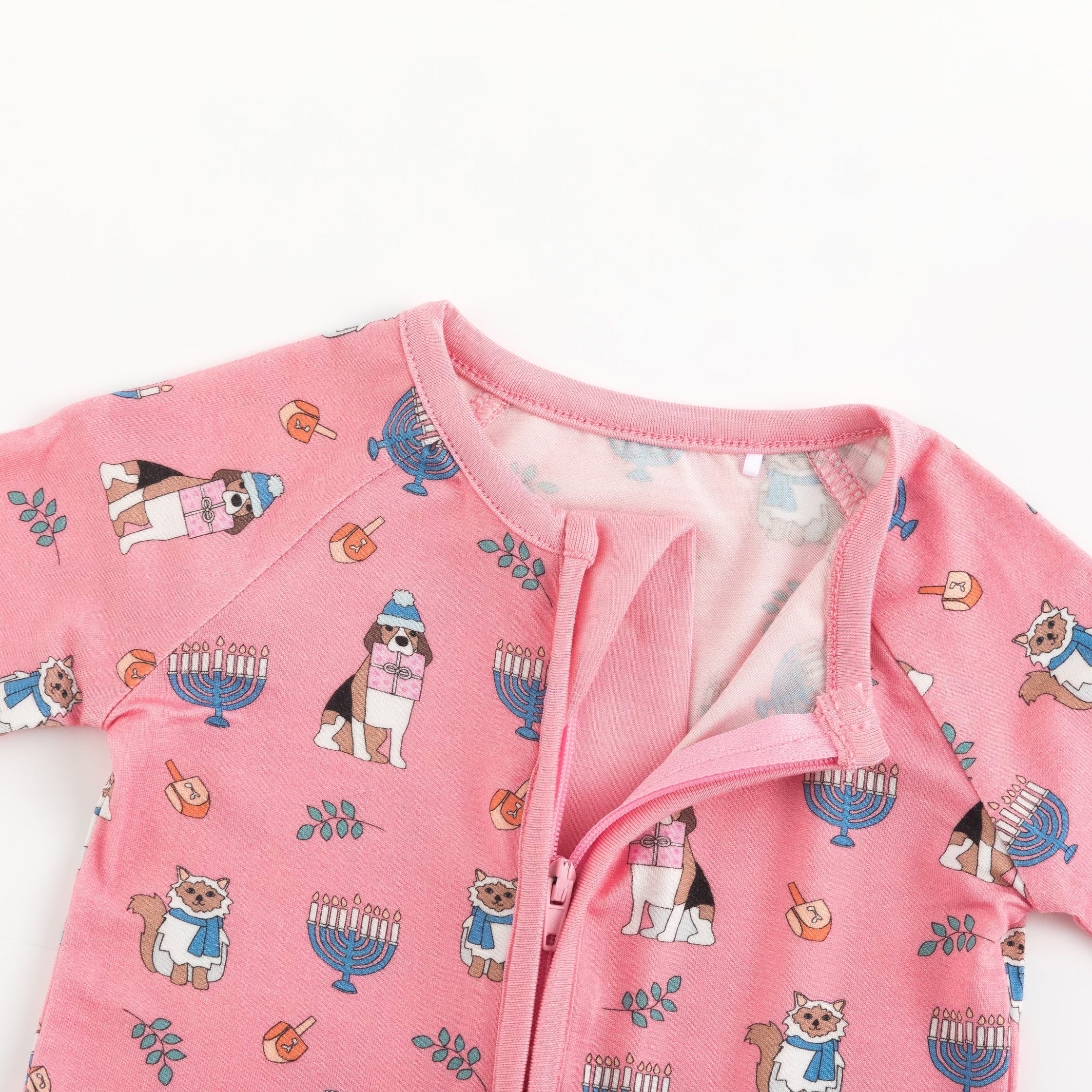 Hanukkah Pets (Convertible Zip Footies) - Pink - Aaria Tees Aaria Tees