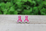 Pink Ribbons With Heart Breast Cancer Awareness • Stud Earrings Aaria Tees