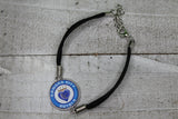 Baseball KC Royals Heart Circle Adjustable Clasp Leather Cord • Bracelet Aaria Tees