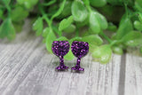 Purple Glitter Wine Glasses • Stud Earrings Aaria Tees