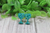 Teal Glitter Wine Glasses • Stud Earrings Aaria Tees