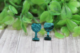 Green Shimmer Wine Glasses • Stud Earrings Aaria Tees